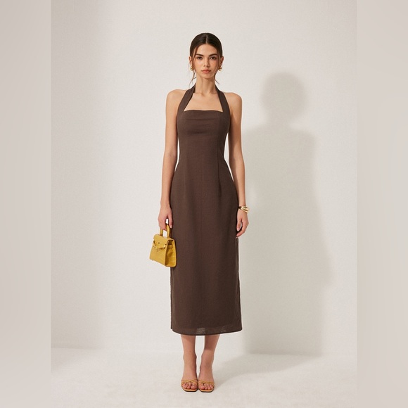 Commense Dresses & Skirts - Commense Cotton & Linen Halter Backless Split Dress